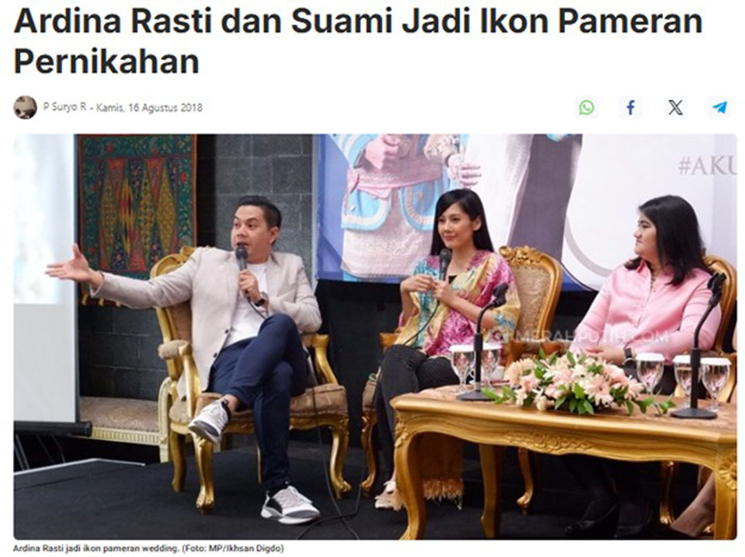 Ardina Rasti dan Suami Jadi Ikon Pameran Pernikahan