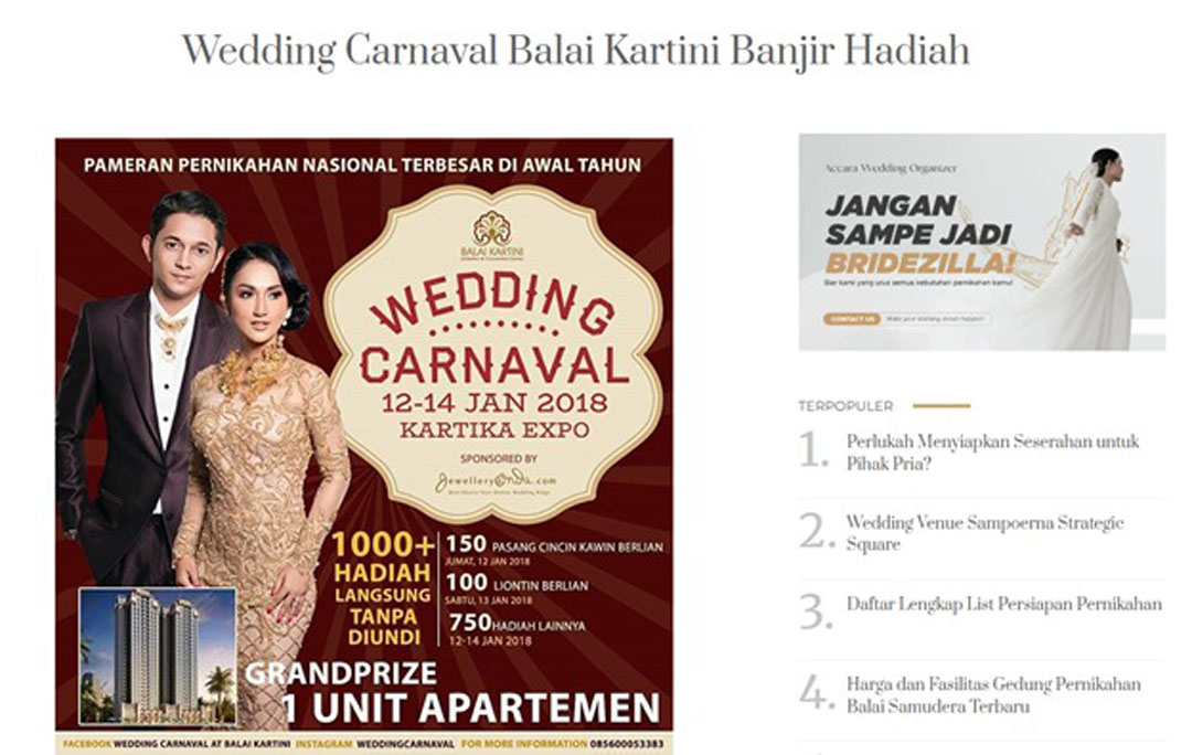 Wedding Carnaval Balai Kartini Banjir Hadiah